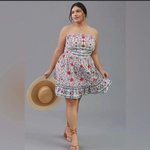 NWT Anthropologie Forever That Girl ruffle midi strapless dress 2X floral